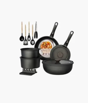 non-stick-ceramic-cookingware 21-Piece Space-Saving Cookware Set